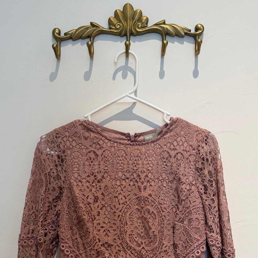 ASOS Lace Dress in Mauve Pink